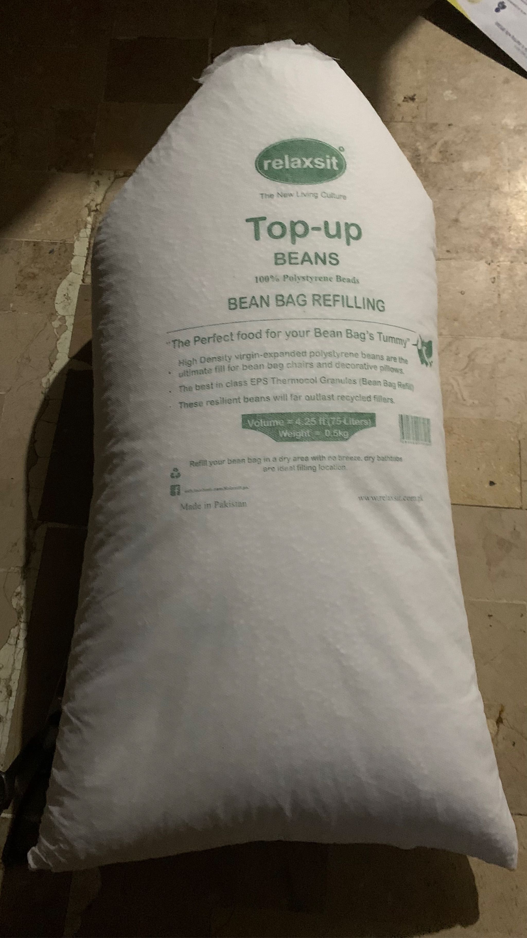 Relaxsit bean bag refill Premium Quality Polystyrene Beads for BeanBag  Refilling beans bag top-up Available in 0.5, 1, 2, and 4kg Packets