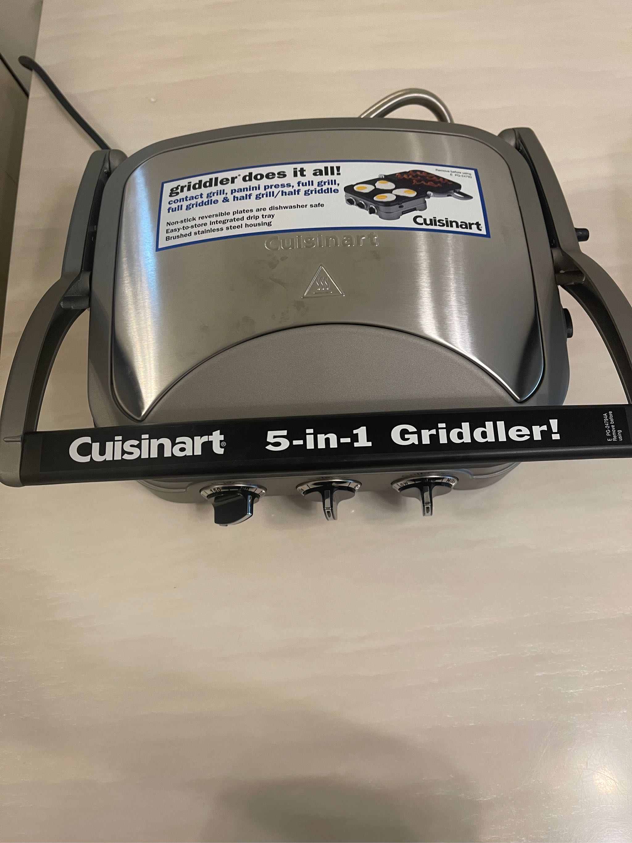 Cuisinart GR-4NKR Electric Grill Meat Griddler Removable Plates