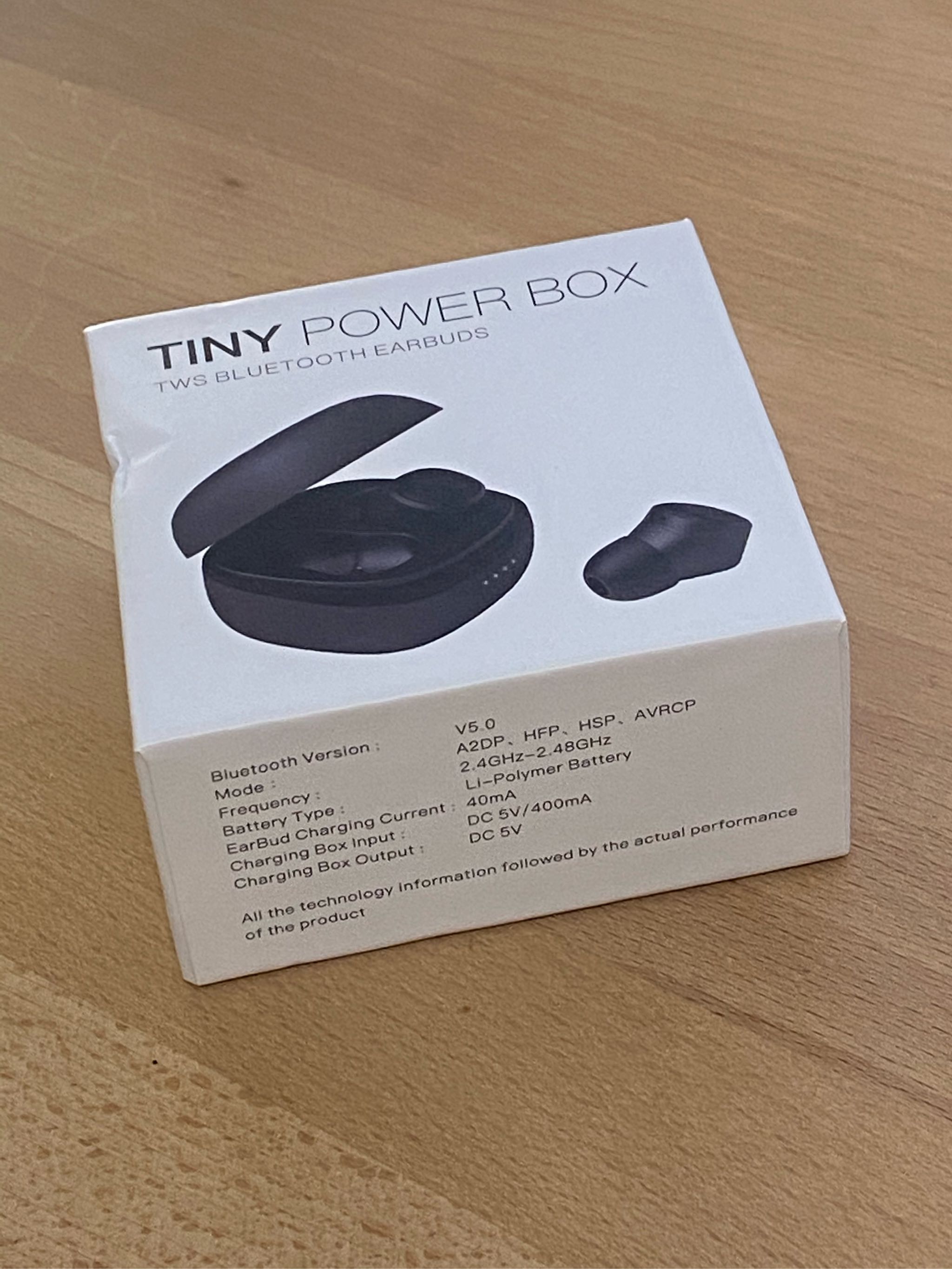 tiny power box tws bluetooth earbuds