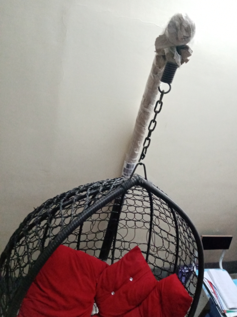  [FREE GIFT INSIDE] Egg Hanging Swing Chair With Cushion And Stand  Jhoola Rattan Patio Swing Jhula  With Battery Operated Fairy Lights (FREE)
