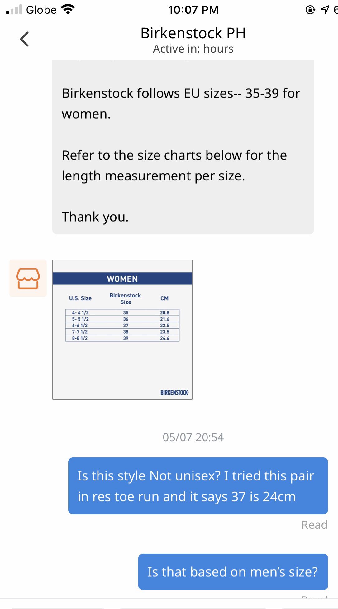 birkenstock cm size