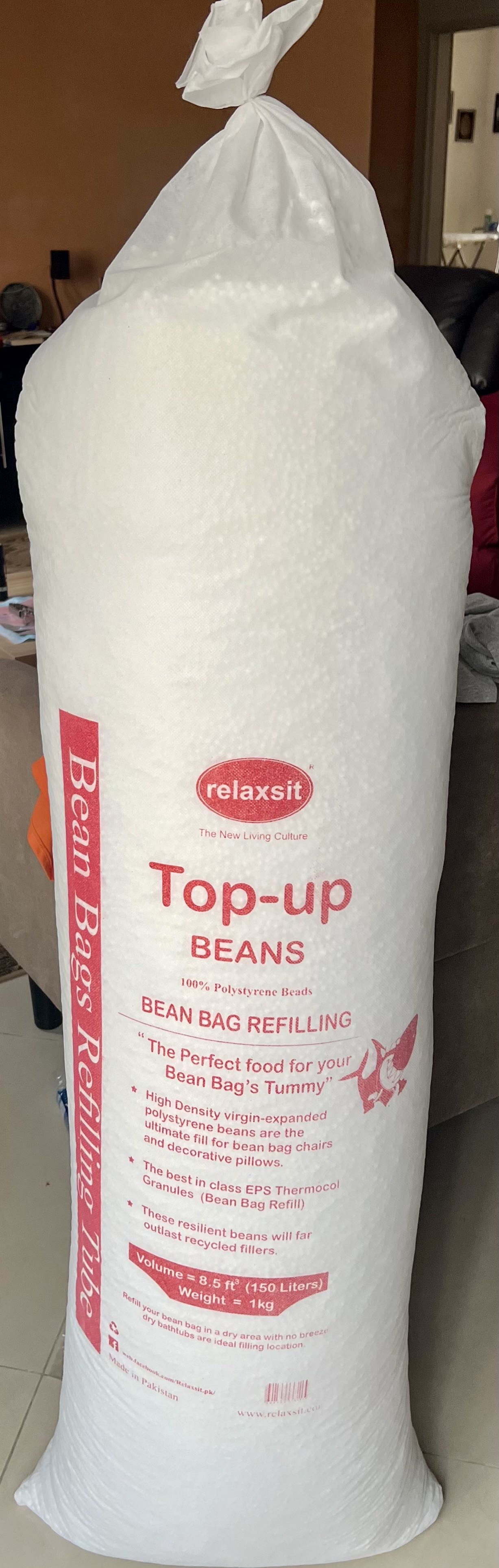 Relaxsit beans refilling Polystyrene Beads refill -BeanBag Refilling - bean  bag refill - beanbags filling -beanbag re-filling for living room furniture  Available in 0.5, 1, 2, and 4kg Packets
