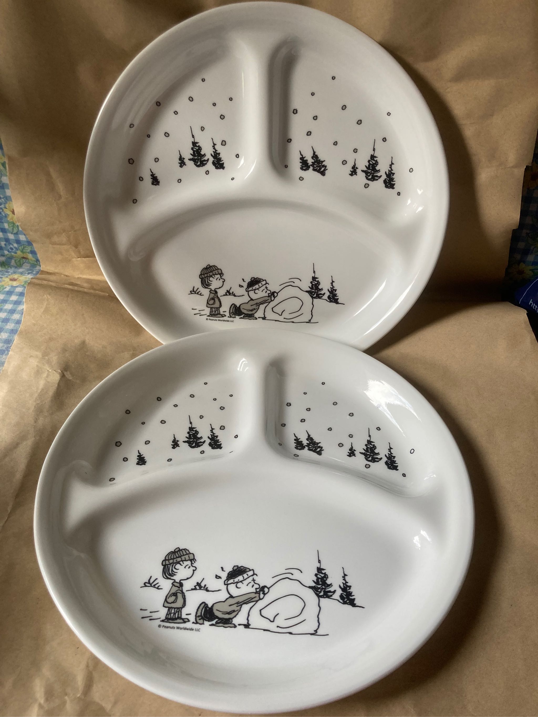Corelle Original] Snoopy Retro BW Triple plate 2P Large Plate Set