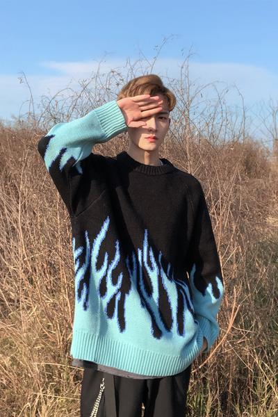 blue flame sweater