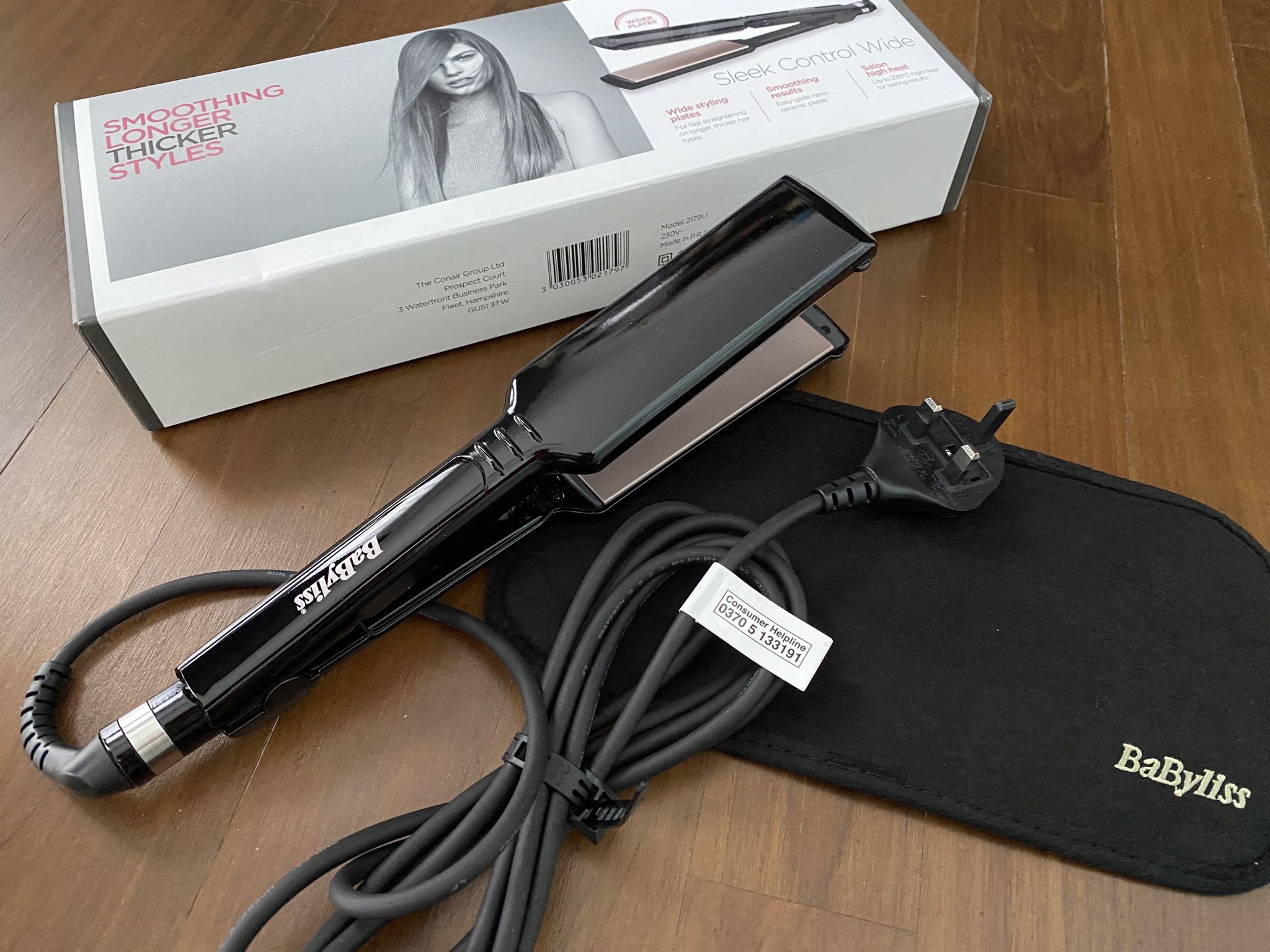 babyliss wide plate sleek control straightener