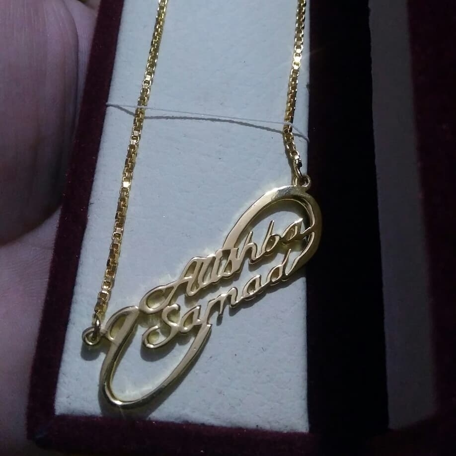 Name 18K Gold Plated Pendant Necklace 