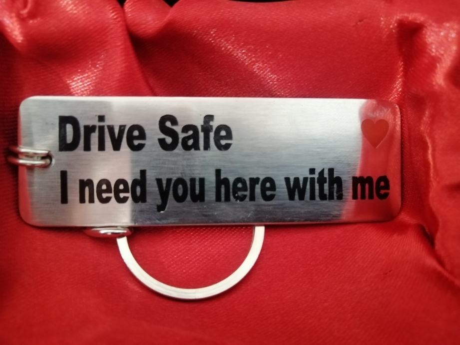 Melix Home Drive Safe Keychain For Boyfriend/Husband - Stainless Steel Engraved Love Message Gift - View #11