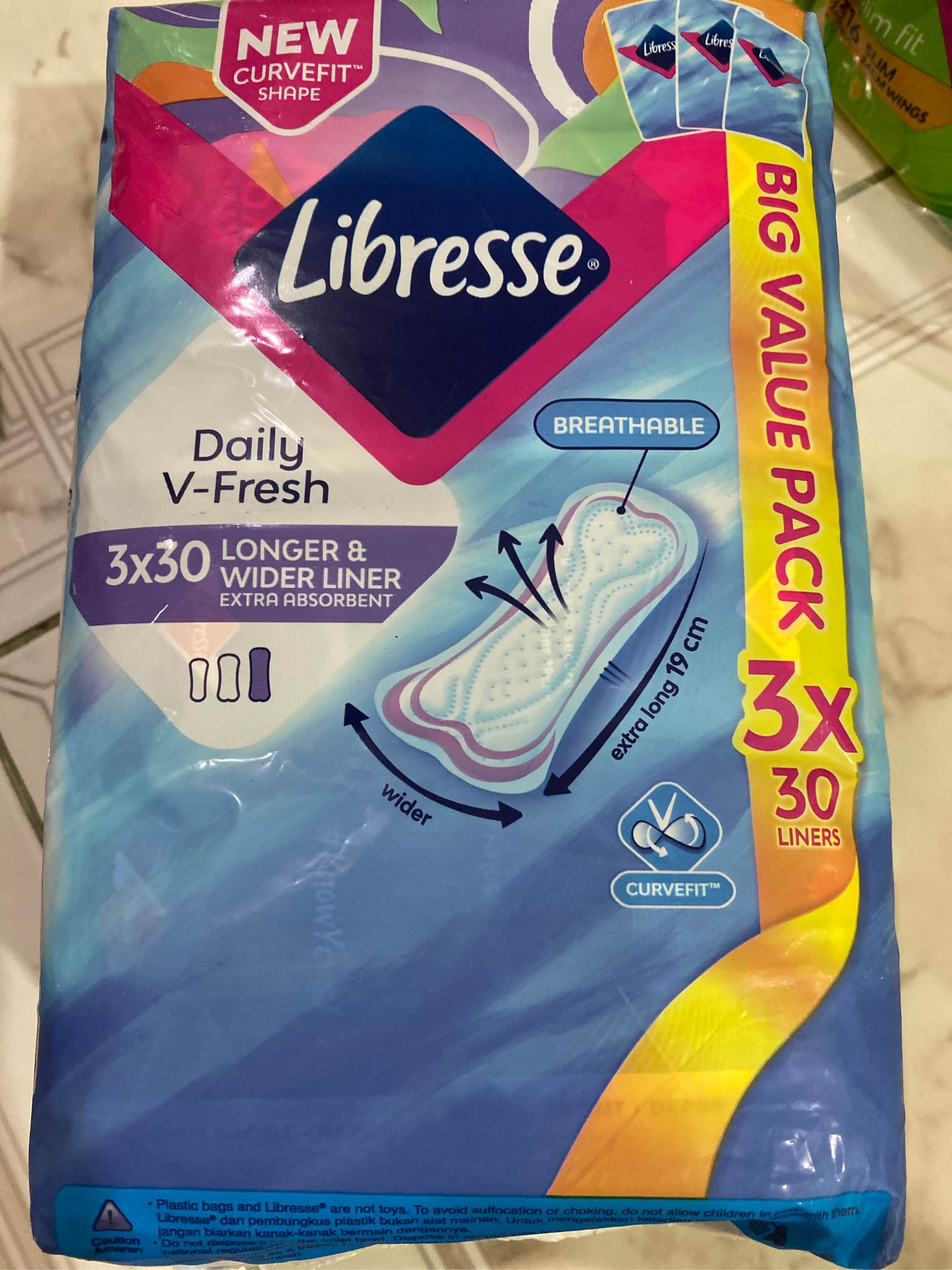 Libresse Longer & Wider Slim Panty Liner (3x30s)