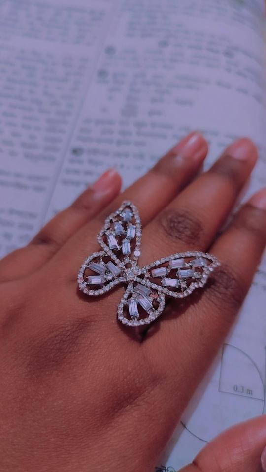 Cubic zirconia butterfly finger ring ladies ring fashion jewelry