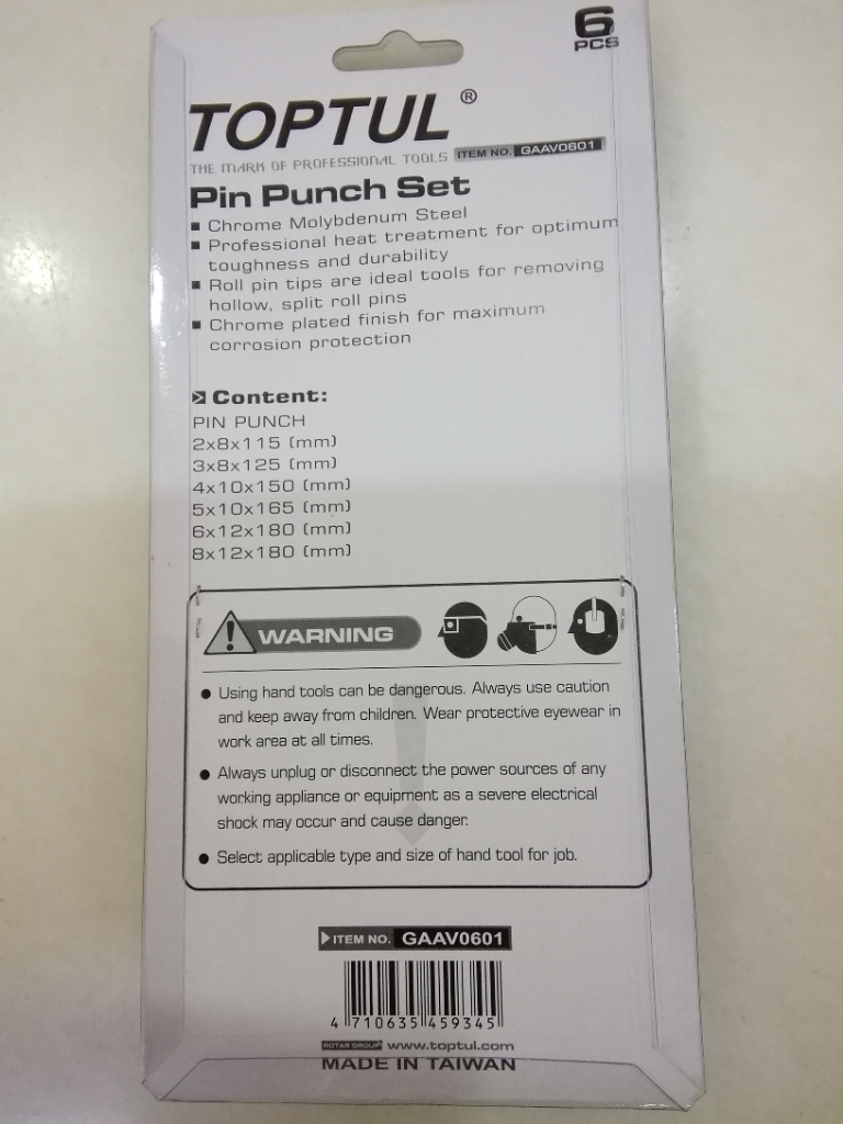 6PCS Pin Punch Set - TOPTUL The Mark of Professional Tools