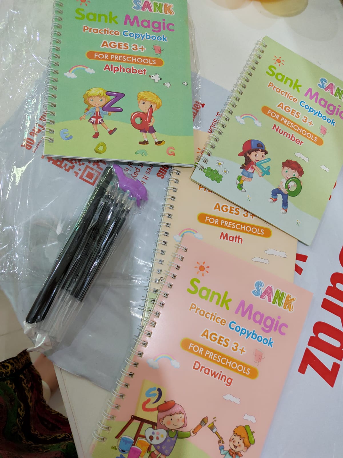 4 PCS Magic Practice Copybook for Kids,Children Reusable Handwriting  Practice CopyBooks for Preschools Magic Workbook Letter Writing Book