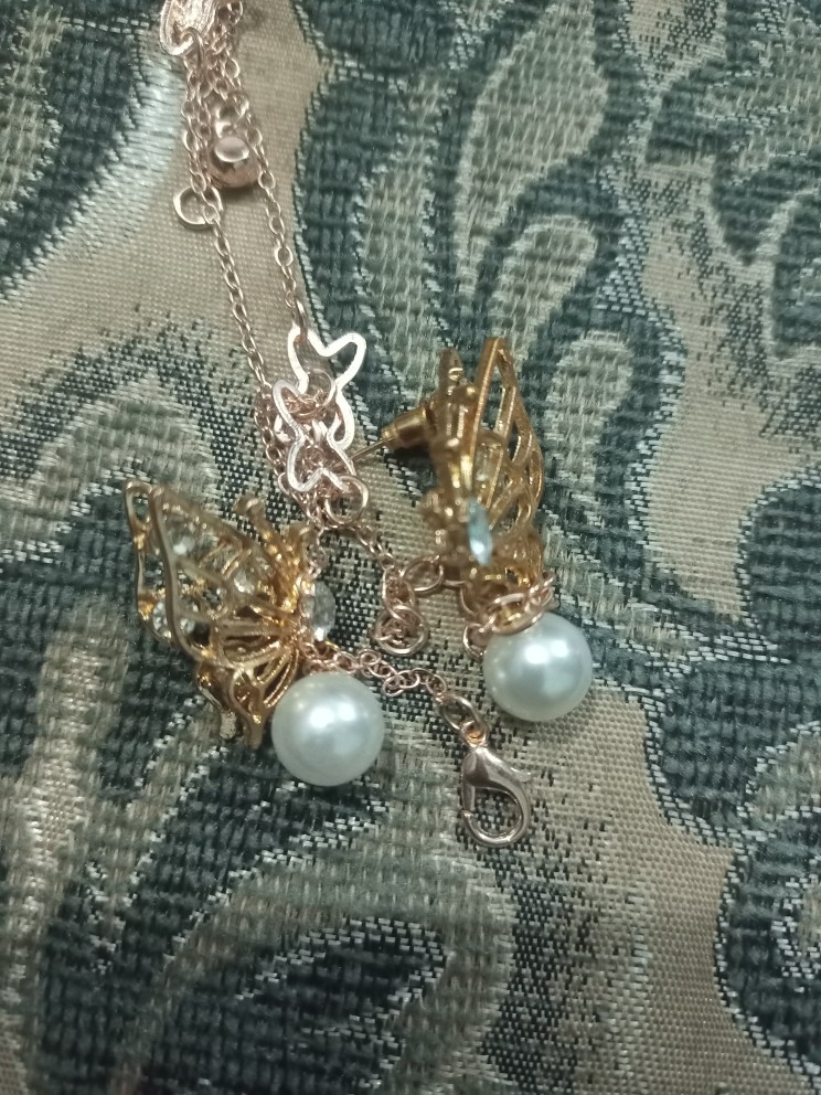 zirconia butterfly pearl earrings for girls latest design