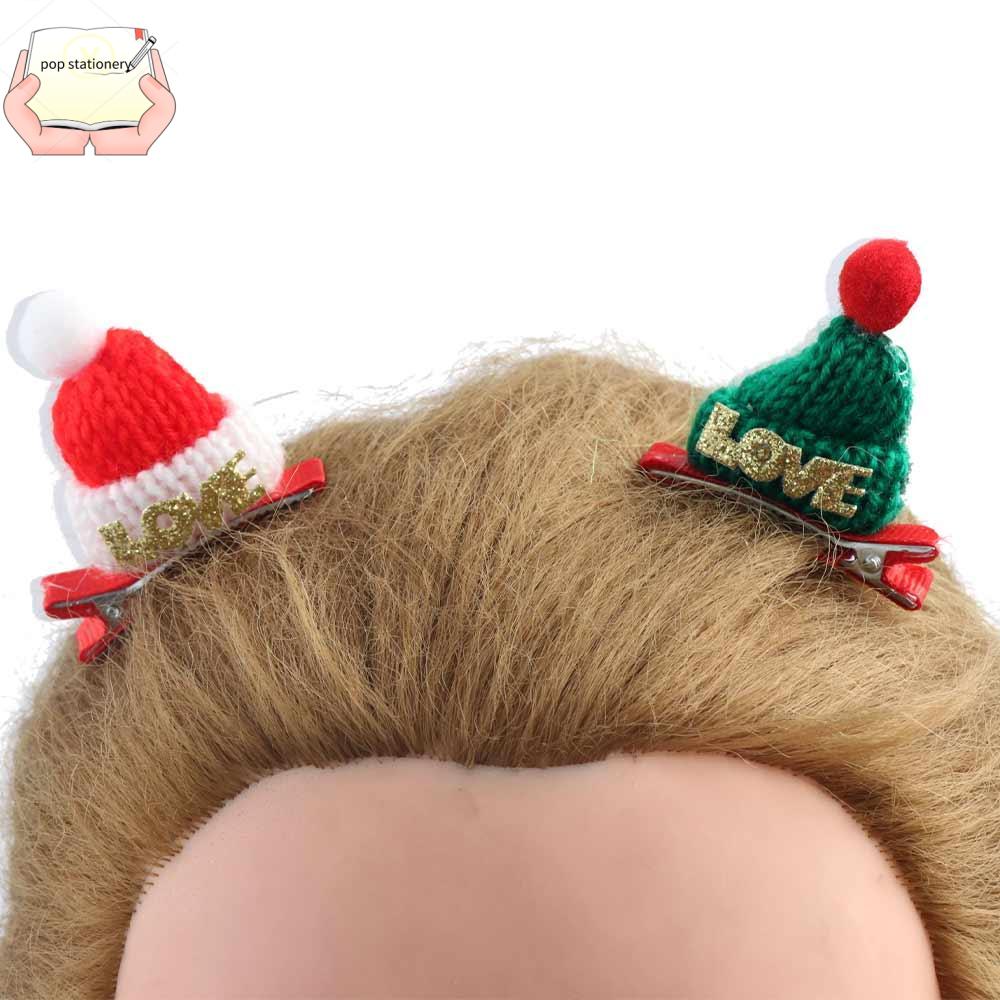 U6YU7 Kim Sa Kẹp tóc Mũ giáng sinh Ông già Noel Trang trí Giáng sinh vui vẻ Kẹp tóc giáng sinh cho trẻ em Sáng Tạo Mũ Dệt Kim Mini Bé gái