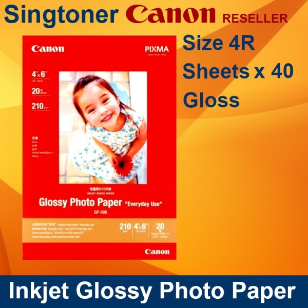 ❒  [Original] Canon Inkjet Glossy Photo Paper Value Set 40 sheets and 100 sheets GP-508  4R size 4  X 6   10.2cm X 15.2cm c Singapore