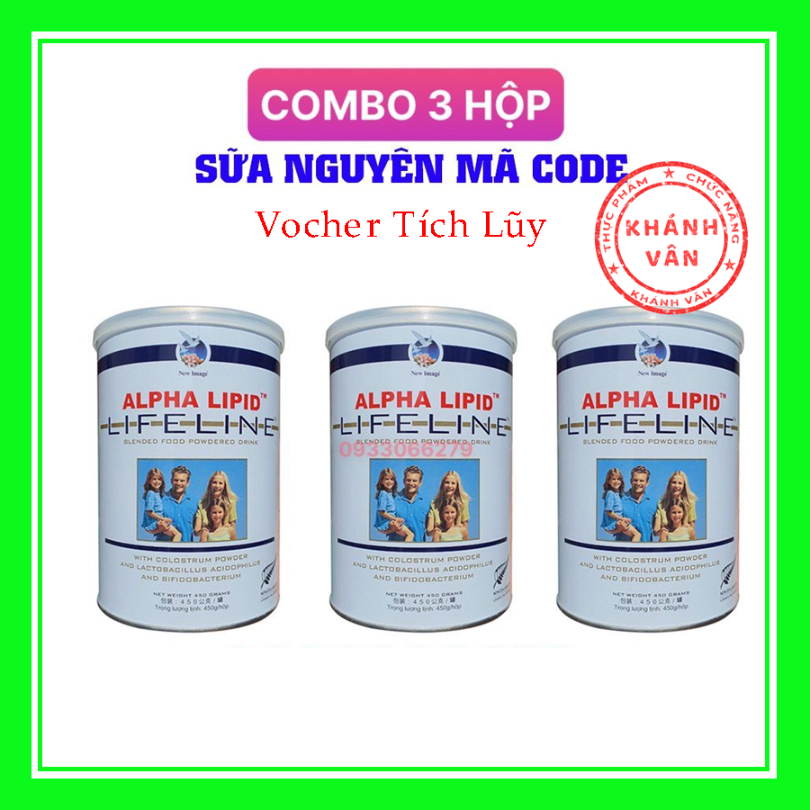 COMBO 3 Hộp Sữa non Alpha Lipid Lifeline 450g Vocher Tích Lũy