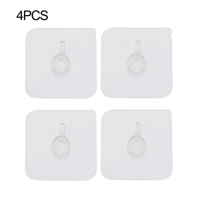 2/4 cái không có khoan trong suốt liền mạch tự dính chắc móc treo ảnh treo tường áp phích đồng hồ Cross Stitch lưu trữ móc treo
