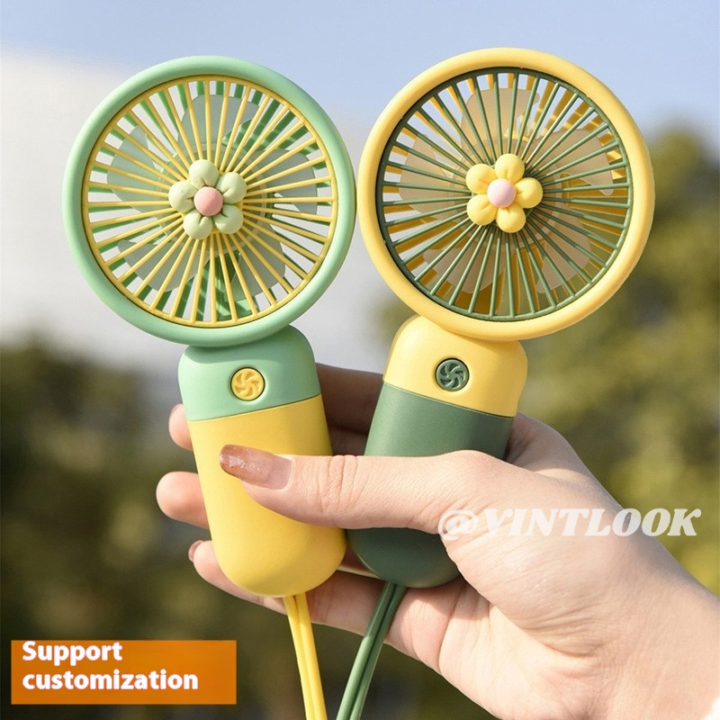 VINTLOOK Small Handheld Fan Small Flower Cartoon USB Desktop Mini Portable Fan Student ราคา 33 บาท*ส่งฟรี