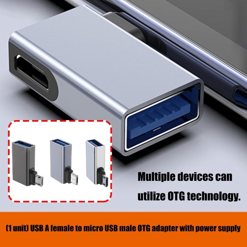 Bộ điều hợp OTG USB tốc độ nhanh 2.0 đến MicroUSB góc 90 ° để truyền dữ liệu ổn định và sạc thiết bị đồng thời