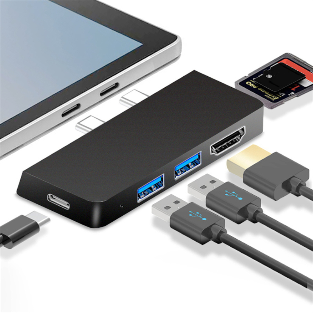 Cho surface pro 8/9/x trạm nối type-c sang hdmi-tương thích pd usb3.0 đầu đọc thẻ hub vịt store. prhl