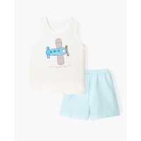 Bộ quần áo ba lỗ sát nách cotton cho bé trai bé gái mặc nhà mùa hè Unifriend Quốc U2022-10. Size đại 5 6 810 tuổi