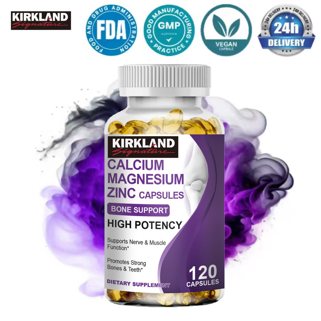 Viên nang KIRKLAND Calcium Magnesium calcium magnesium  Zinc Vitamin D3 tăng cường hấp thụ canxi cho xương khỏe mạnh