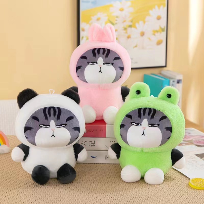 Gấu Bông mèo Hoàng Thượng Cosplay 3 màu Cao 25cm Đội Mũ Thú Nhồi Bông Đồ Chơi