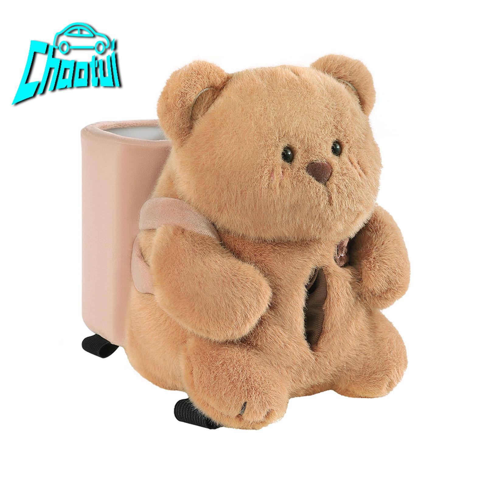 chaotui Car Tissue Dispenser 2 in 1 Tissue Box Bear Trash Bin Adorable Bear Car Tissue Box Trash Combo Perfect Auto Interior Decor for Suv Truck Van Multi-functional Organizer Cute Plush Design Ideal