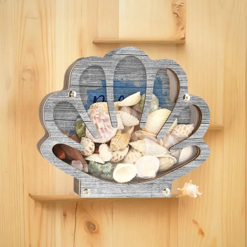 LEI ที่ใส่ของเปลือกหอยสำหรับจัดแสดงแบบพกพาที่แขวนแบบพกพาทำจากไม้ใสสำหรับจัดแสดงสินค้าสำหรับเด็กชายหาด ราคา  211 บาท*ส่งฟรี