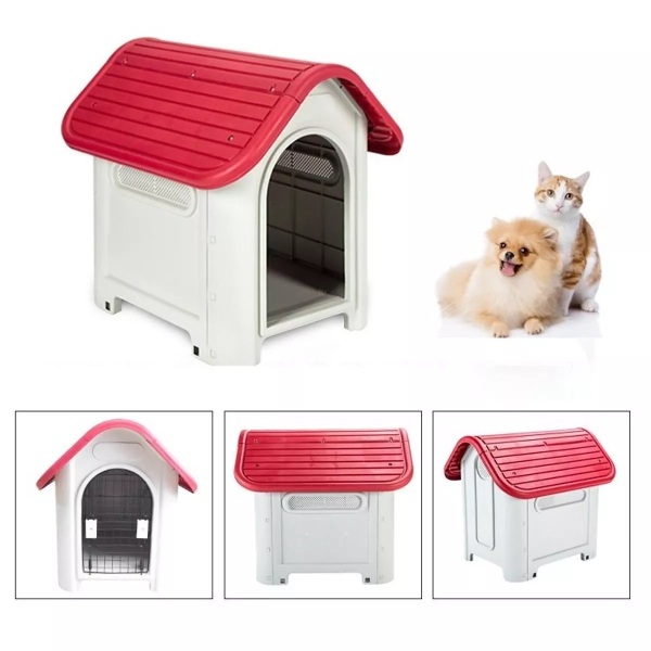 Hanpet - – Nhà cho chó mèo ở - NHÀ NHỰA MÁI VÒM cao cấp (có 2 size) có cửa sắt