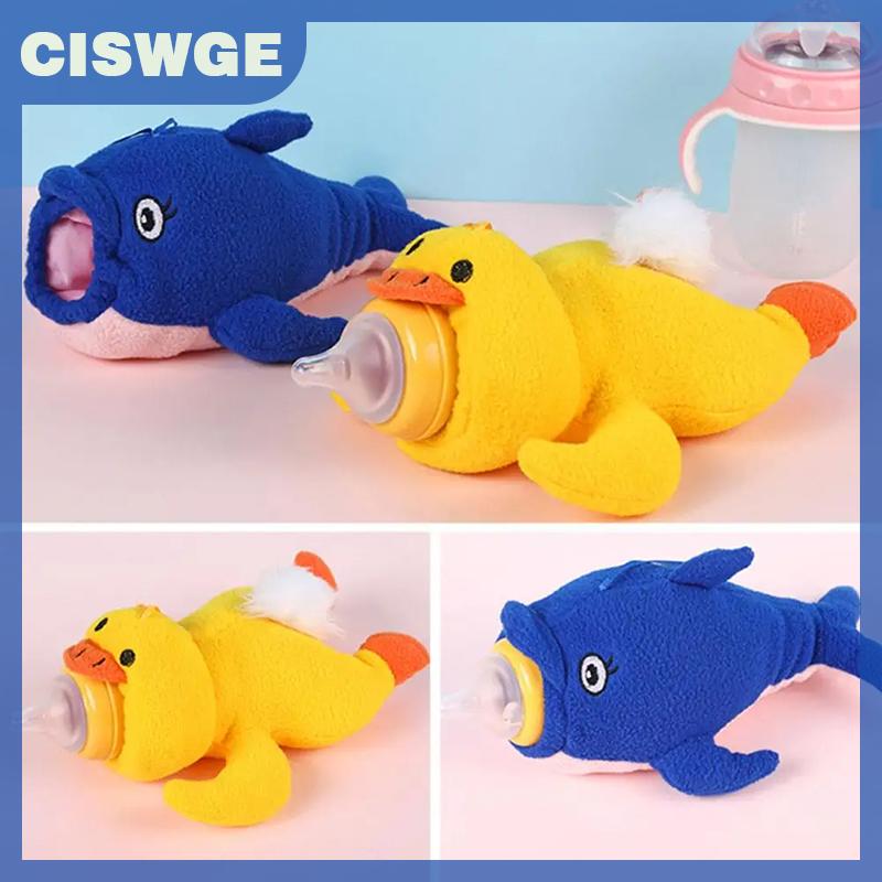 CISWGE Cho ăn chai Túi vịt sữa chai Pouch Bìa đồ chơi Kawaii sang trọng thỏ bé ăn chai giữ ấm túi bé ăn công cụ