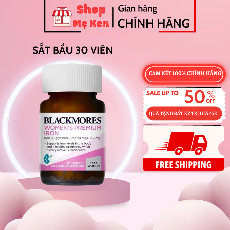 Viên Sắt bầu Blackmores Pregnancy Iron, Úc ngừa thiếu máu không gây táo bón cho mẹ bầu và sau sinh có Tem chemist