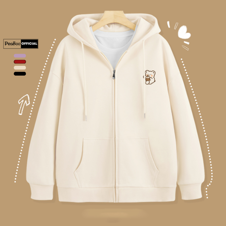  Áo Hoodie Zip Áo Khoác Nam Nữ Unisex By PEABOO Mã Thỏ A Good Dat Chất Nỉ Bông Form Rộng Mũ 2 Lớp 