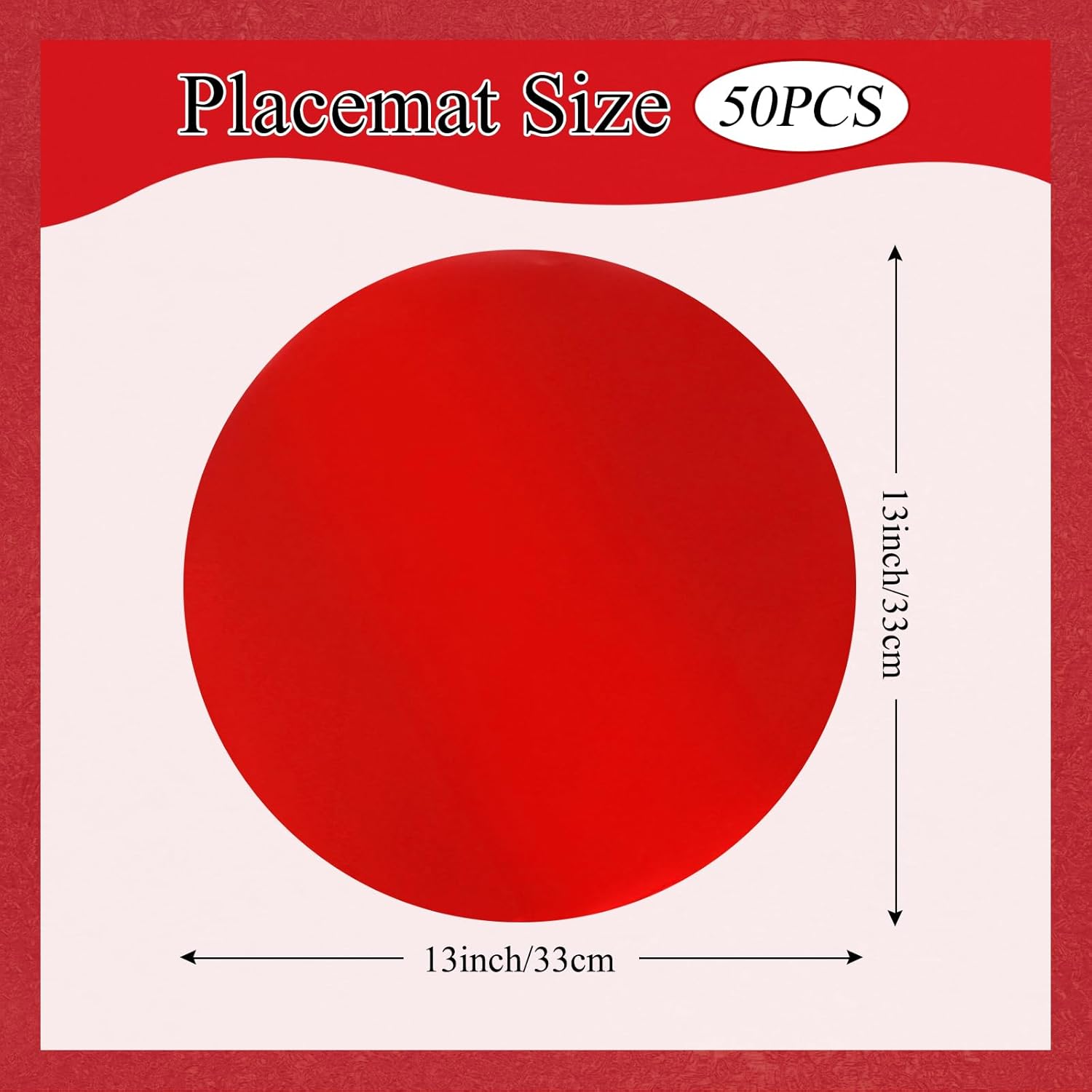 50 pcs กระดาษ pmats สีแดงรอบ P MAT pmats ตารางกลางแจ้งสำหรับคริสต์มาสวาเลนไทน์ปาร์ตี้วันเกิดงานแต่งงานอาหารค่ำตาราง Decor ราคา 692 บาท*ส่งฟรี