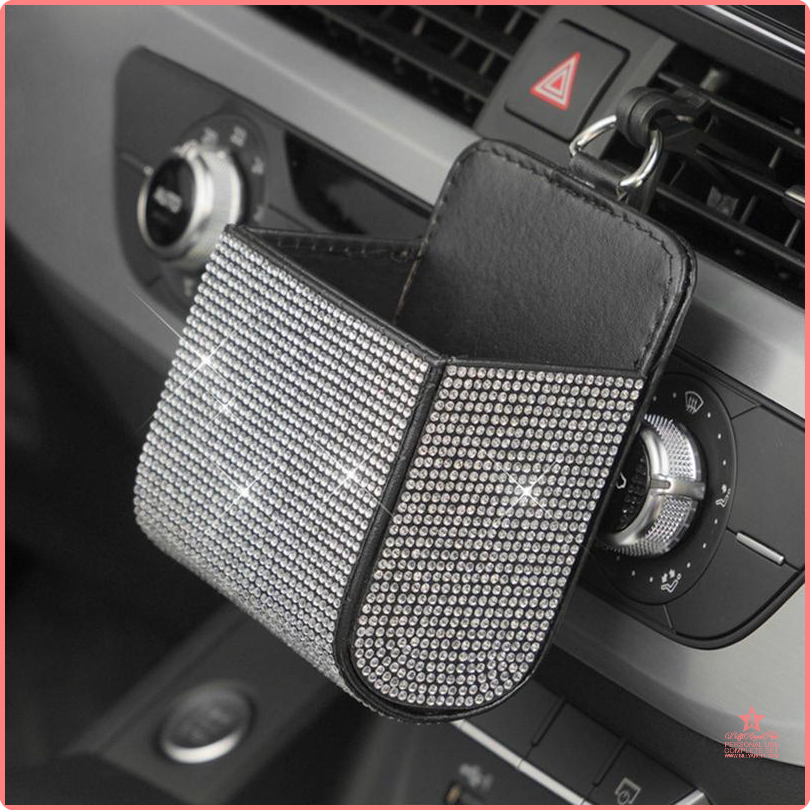 [zxcvb] PU Leather Car Outlet Air Auto Vent Trash Box Auto Mobile Phone Holder For Supplies Car Styling Bag Pouch Orangnizer Hanging Box
