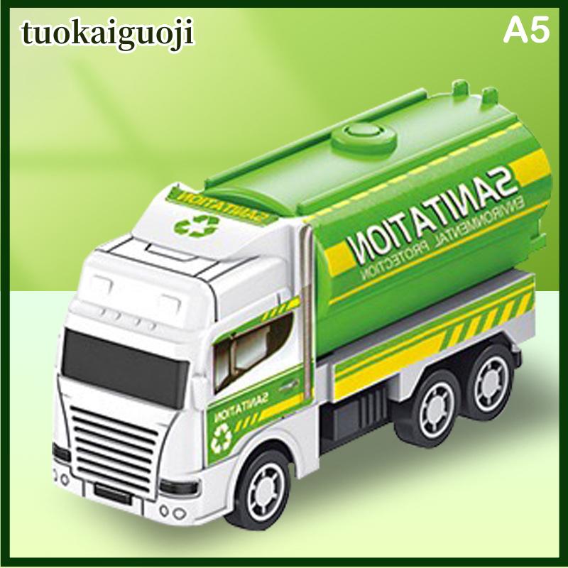 tuokaiguoji Trẻ em Đồ chơi xe hơi quán tính vệ sinh xe tải mô hình kéo trở lại kỹ thuật quân sự Xe chữa cháy động cơ bé trai đồ chơi cho trẻ em Quà tặng - 6