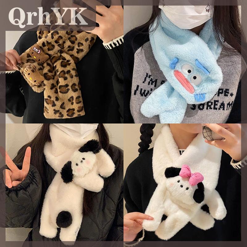 QrhYK Sang Trọng Khăn Phim Hoạt Hình KT Mèo Cổ Cổ Áo Mùa Đông Ấm Thứ Phụ Nữ Ấm Mềm Lông Khăn Quàng Cổ Cô Gái Quà Tặng