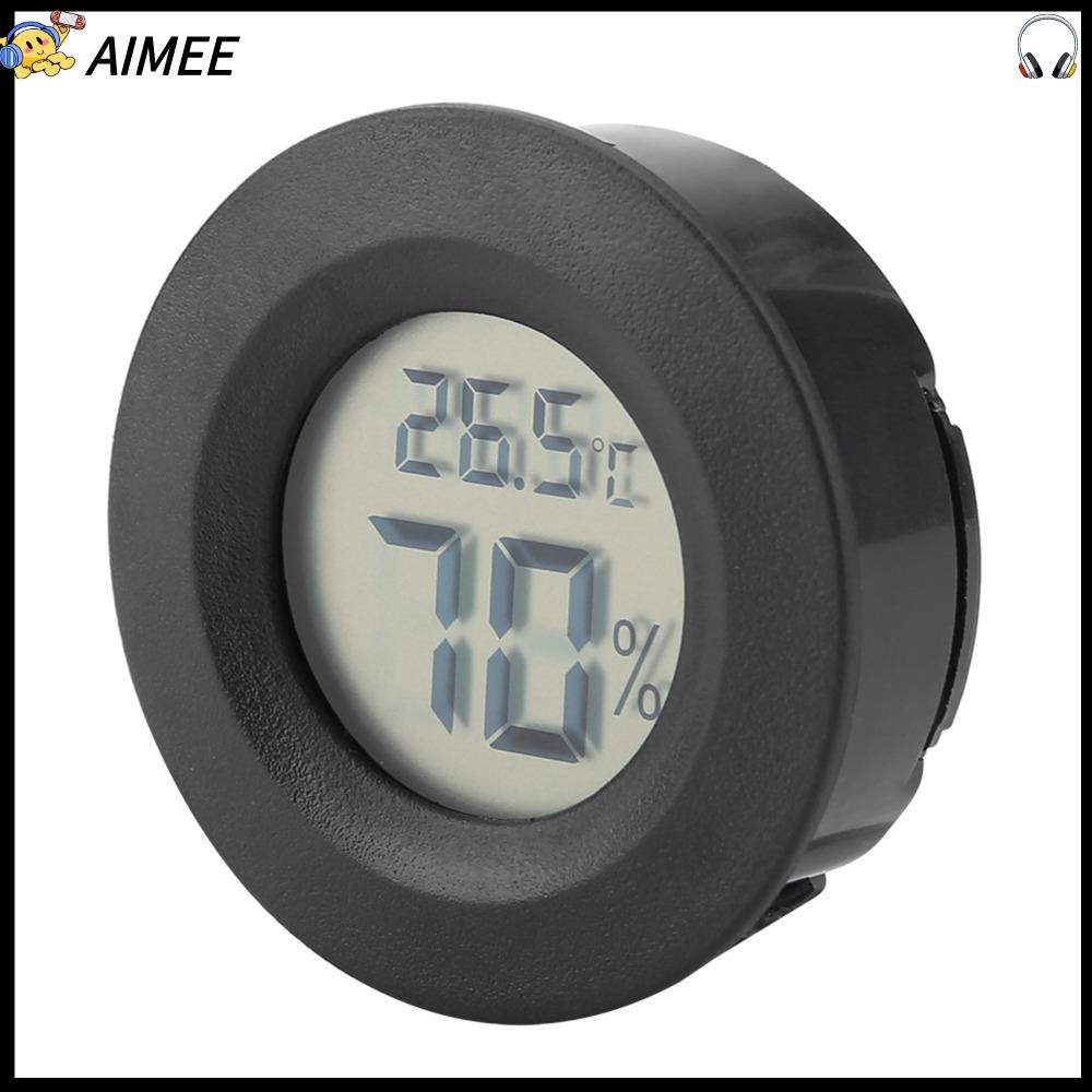 AIMEE Nhúng tròn Máy đo độ ẩm LCD Hình tròn nhỏ Màn hình LCD Máy đo độ ẩm nhiệt độ Bền bỉ Thiết bị điện tử nhỏ Máy đo độ ẩm kỹ thuật số Bể cá