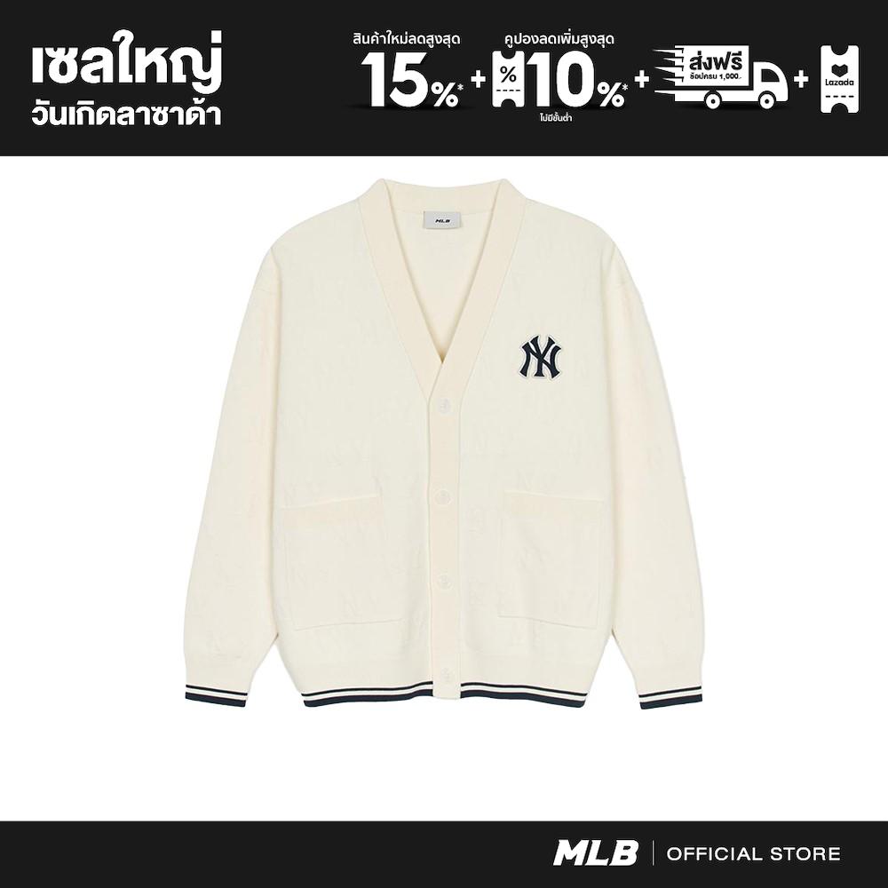 MLB Knitted Cardigan Unisex Tone-On-Tone Classic Monogram Button Knitted Cardigan 3AKCM0251 50CRS Cream ราคา 9,590 บาท*ส่งฟรี