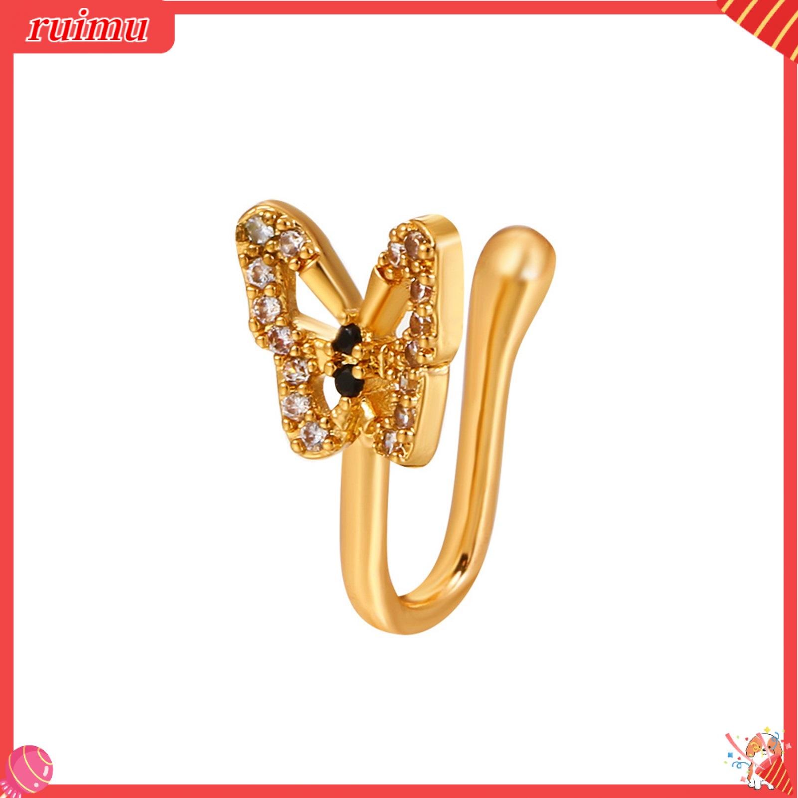 Ruimu khuyên Mũi bắt mắt chống ăn mòn đồng không xuyên giả khuyên mũi trang sức nữ cho nữ tuyệt vời vòng khuyên mũi