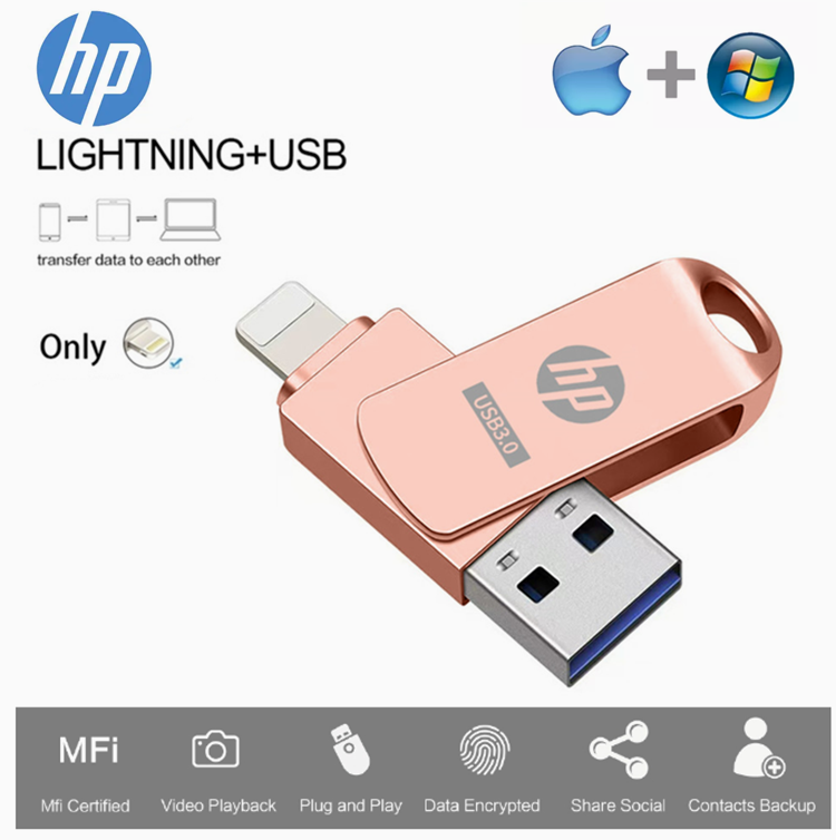HP 512GB 1TB 2TB OTG Pendrive 2 in 1 Otg Usb Flash Drive Usb Stick for IPhone Memory OTG USB Stick Key Giá 268,000 Đồng*Miễn phí vận chuyển