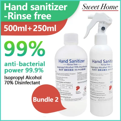 【Bundle 2】Sweet Home Hand sanitizer (500ml+250ml) | Kills 99.9% of bacteria | Isopropyl Alcohol Liquid disinfectant Spray