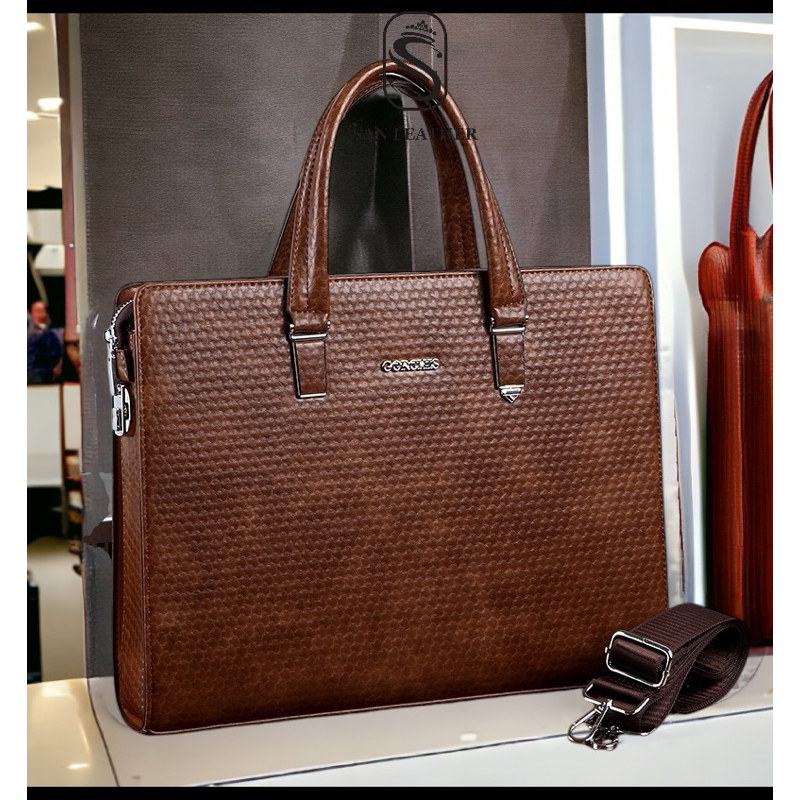 San Leather S9088 Leather Office Briefcase. High Quality Leather Handbag with Digital Lock.