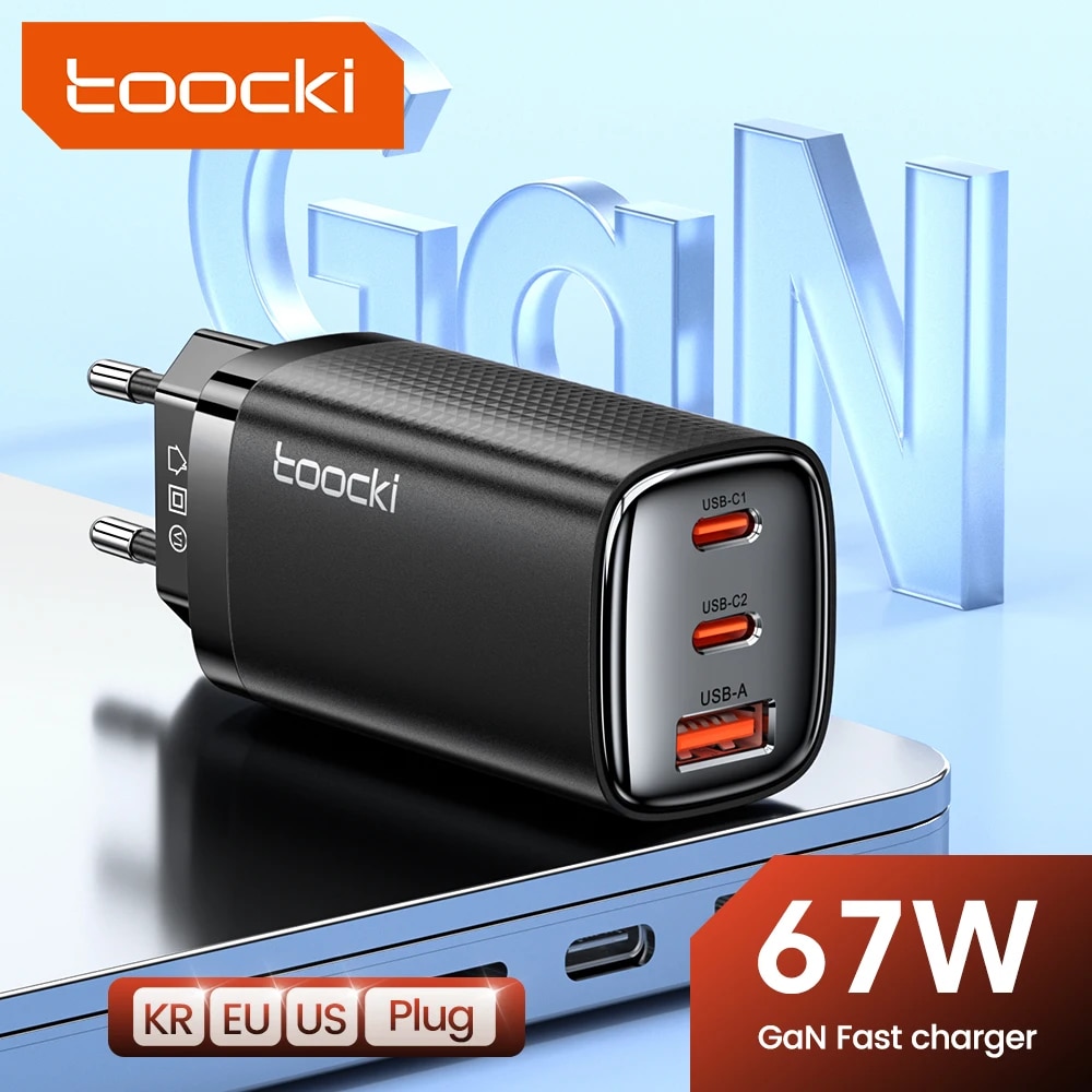 【Upgrade Your Style】 Toocki 67W GaN USB Type C Charger 65W PD 45W PPS QC4.0 Quick Charger For 15 S23