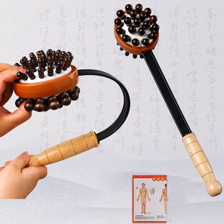 PVN61070 Gậy đấm lưng bằng gỗ massage gãi ngứa cơ thể, cây đấm lưng thư giãn đa năng, tay cầm chắc chắn T2