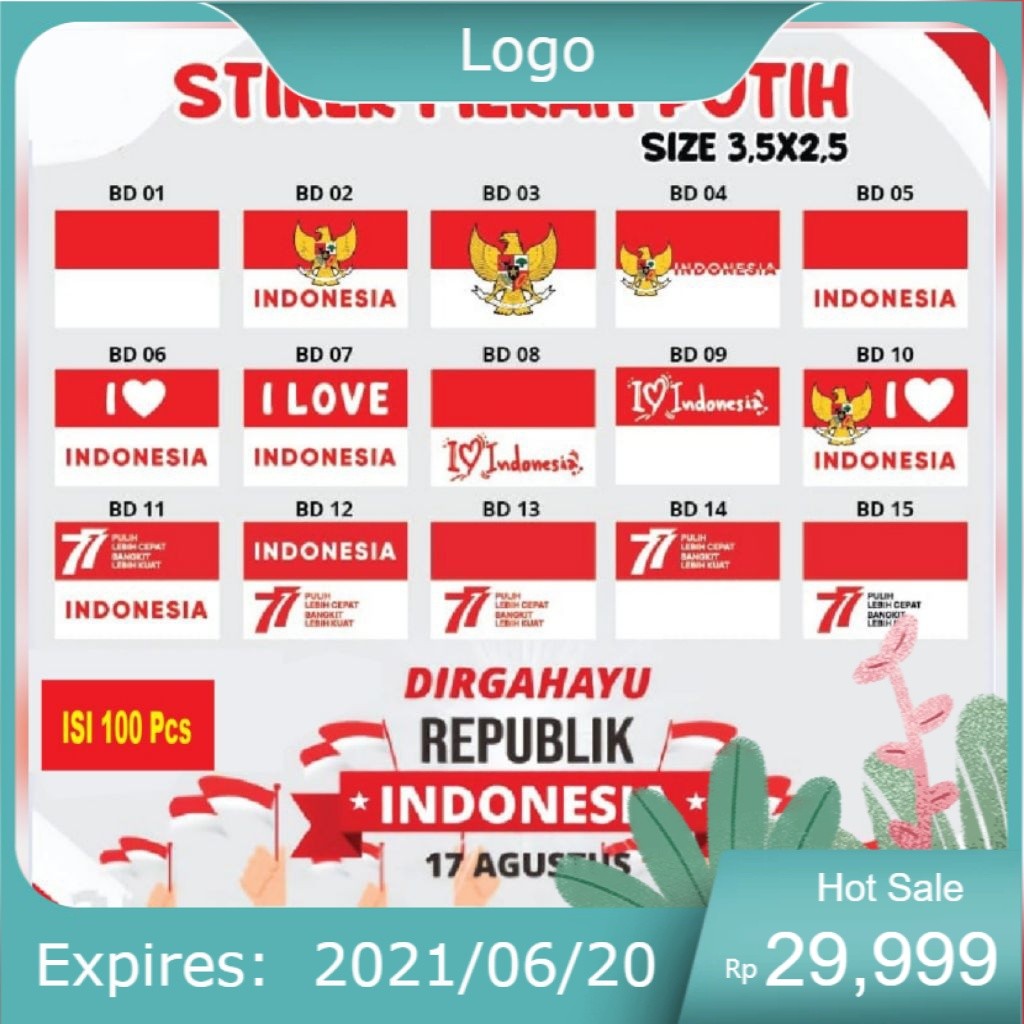 100 pcs SUDAH DI POTONG STIKER PIPI MERAH PUTIH STIKER AGUSTUSAN STIKER KARNAVAL STIKER HUT RI R1112