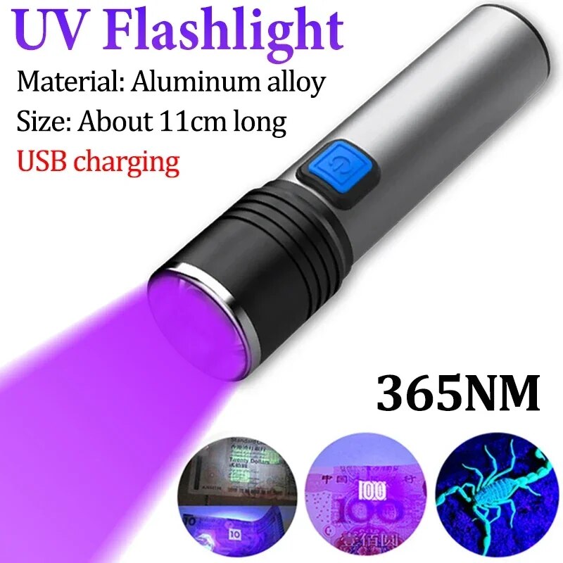 Bóng đèn LED UV Đèn Pin 365/395nm Xách Tay Mini Đèn pin tia cực tím Không Thấm Nước Zoomable ánh sáng màu tím nước tiểu thú cưng Bọ Cạp Detector đèn UV