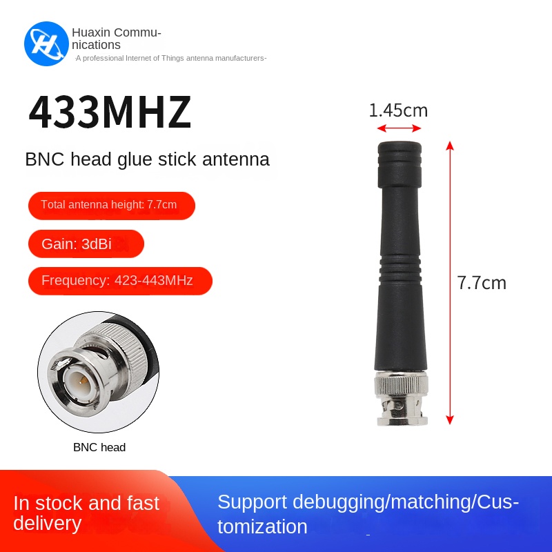 Anten Đầu BNC 7.7cm - 433MHz Cao Tần Số Truyền Dữ Liệu | 6dBi - Thiết Kế Gập, Toàn Hướng
