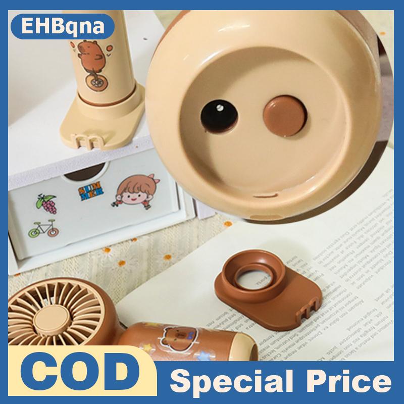 การ์ตูน capybara พัดลมพกพาแบบกระเป๋าที่ถอดออกได้ตัวยึดมือถือพัดลมตั้งโต๊ะกลางแจ้งUSBชาร์จ