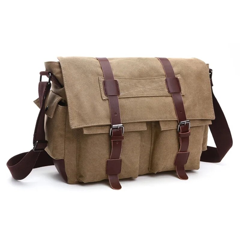 ZZOOI Men Business Messenger Bags For Men Shoulder Bag Vintage Canvas Crossbody Pack Retro Casual Office Travel Bag New Fashion ราคา 1,231 บาท*ส่งฟรี