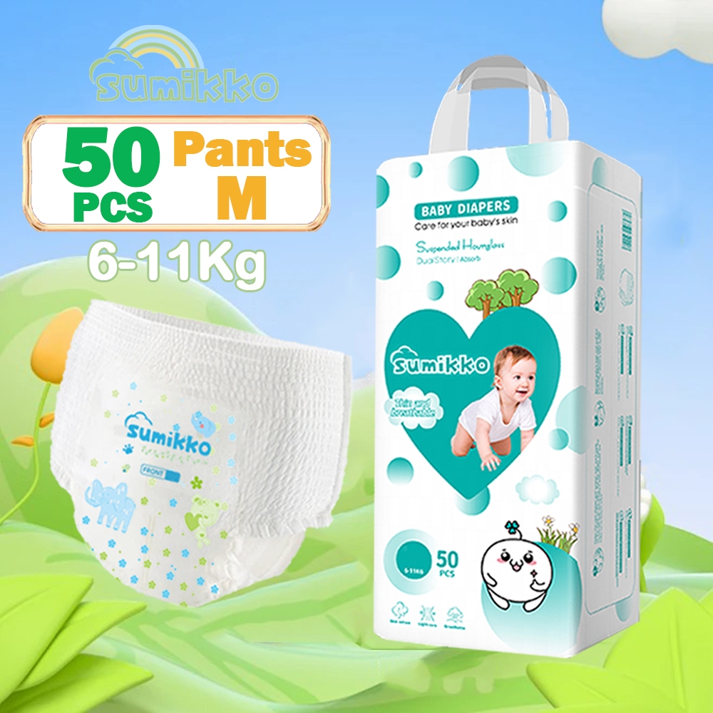 Sumikko 50 PCS diaper for Baby Unisex Ultra thin and dry Breathable diapers Pull-up Pants &&